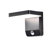 1 pz 17W LED Wall Light with Sensor 3000K Black Body Square IP65
