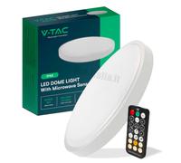 1 pz 24W LED Dome Light Round Microwave Sensor White Frame 3000K IP44