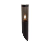 1 pz Bollard Garden Light Fitting E27 (76mmx365x236mm) Smoke Plastic/SS Black Bo