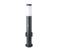 1 pz E27 Bollard Lamp 60cm PIR Sensor with 2 EU Plug Sockets Stainless Steel Gre
