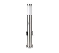 1 pz E27 Bollard Lamp 60cm PIR Sensor with 2 EU Plug Sockets Stainless Steel Sat