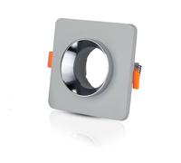 1 pz GU10 Fitting Gypsum Metal Grey Recessed Light with Chrome Bottom Square