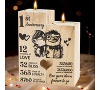 1 regalo de aniversario de boda, regalo de aniversario de 1 año - Candelabro de madera, primer aniversario de boda, para parejas, mujer, hombre