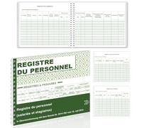 1 Registro de Personal Obligatorio 80 Páginas Legales de Empleados y Pasantes Registro de Empleados 20x32cm Único Personal A4 Cumple con la Legislación Encuadernación Espiral Formato Horizontal