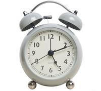 1 reloj despertador Twin Bell Clock extra fuerte reloj despertador con pilas (gris)