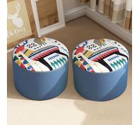 1 reposapiés pequeño otomano, 11 x 8 pulgadas, bonito patrón de dibujos animados, lavable, redondo, silla de asiento suave para sala de estar y tocador (ciervo Sika)