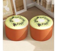 1 reposapiés pequeño otomano, 11 x 8 pulgadas, bonito patrón de dibujos animados, lavable, redondo, silla de asiento suave para sala de estar y tocador (kiwi)