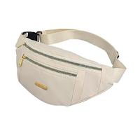 1 riñonera con cremallera con correa ajustable para el hombro, bolsillo grande con cremallera, bolsillo impermeable para el teléfono móvil, adecuado para deportes, compras, viajes (beige), beige,