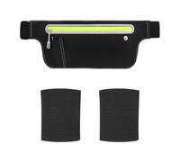 1 Riñonera Deportiva, 1 Par De Muñequeras, Riñonera Ajustable, Riñonera con Cremallera Reflectante, Riñonera para Teléfono Móvil, Adecuada para Deportes Y Fitness