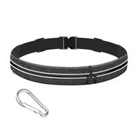 1 riñonera elástica con 1 hebilla de mosquetón, cinturón deportivo, riñonera para fitness, correr, correr, correr para teléfono móvil, cartera de viaje, cinturón de cadera ajustable (gris cáñamo),