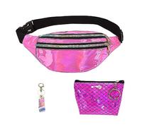 1 riñonera holográfica rosa, 1 billetera cero, 1 llavero, bolso cruzado multifuncional en el pecho, bolso deportivo de cuero de moda, adecuado para viajes, deportes al aire libre, etc, Rosa., talla