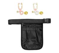 1 riñonera negra y 2 broches, riñonera ajustable, bolsa de almacenamiento portátil, bolsa de cinturón de trabajo, bolsa de cinturón multifunción, Negro