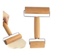 1 rodillo de madera para hornear, rodillo pequeño y mediano, con dos ruedas, adecuado para extender la masa con la mano, postres y pieles de albóndigas