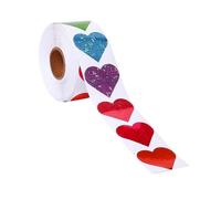 1 Roll/500pcs Heart Shaped Self-adhesive Label Stickers Valentine's Day Stickers Colorful