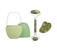 1 Roller Verde, 1 Rodillo De Doble Cabeza Y 1 Tabla De Raspado De Bocina, Masajeador Facial, Herramienta De Masaje Manual, Accesorios Para El Cuidado Facial.
