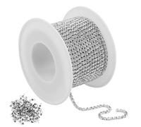 1 rollo de 10 m x 2 mm de cristal de estrás, cinta plateada con ribete de diamantes de imitación, cinta de diamantes de imitación para coser ropa, decoración de boda, joyas DIY