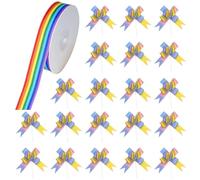 1 rollo de cinta arcoíris, 20 rafia arcoíris, cinta del orgullo, cinta de equipaje, cinta de pastel, cinta de rayas, cinta de neón