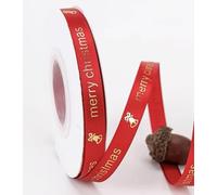 1 rollo de cinta de regalo navideña Cinta estampada de satén de poliéster rojo y verde (10 mm x 22,9 m, 25 mm x 22,9 m) para decoración navideña