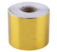 1 rollo de cinta resistente al calor para tubo de escape de coche dorado, cinta adhesiva de papel de aluminio reflectante, cinta protectora térmica(10M*5Cm)