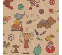 1 rollo de papel de regalo de Playful Pals Patchwork 70 cm x 100 m, diseño infantil para niño y niña, papel de regalo para cumpleaños, Navidad y otras celebraciones