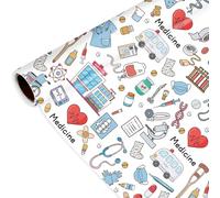 1 rollo de papel de regalo médico, enfermera, hospital, envoltura de regalo para fiestas de atención médica, graduación, jubilación, 17 x 196 pulgadas