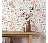 1 Rollo de Papel Tapiz Autoadhesivo Decorativo para Paredes, y Hoja Floral y Rosa, 0.24mm de Grosor, Removible, Decoración para Hogar, Cocina, , Accesorios y Adornos