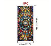 1 Rollo de Película Decorativa para Ventanas con Estilo Geométrico y Floral, 45×100 cm, Material PVC Esmerilado, Adhesivo Estático Sin Pegamento para Hogar/Oficina/Salón/Baño/Cocina