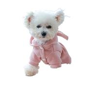 1 ropa para mascotas para gatos en otoño e invierno, rompevientos de conejo rosa grueso adecuado para perros pequeños y medianos (L)