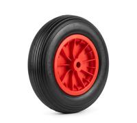 1 Rueda para Carretilla 3.50-8, neumático de Goma Maciza con llanta de plástico, Poliuretano, antipanne, soporta hasta 100 kg, Negra y roja PU