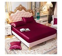 1 sábana Bajera de satén, sábana de Color sólido, Banda elástica, Funda de colchón, sábanas for Cama tamaño Queen (Necesita Pedir Fundas de Almohada)(Hon,1pc sheet160x200x25)