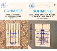 1 Schmetz Stretch Aguja Gemelos + 5 Stretch 130/705 plano pistón Máquinas de Coser Agujas