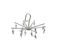 1 secador de calcetines de acero inoxidable, secador de calcetines giratorio colgante a prueba de viento, secador de calcetines plegable, se puede utilizar para secar calcetines, ropa de bebé