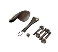 1 Set 4/4 Violin Natural Ebony Wood Parts Fittings Tailpiece Tuning Pegs Endpins Chin Holder accesorios violín (Color : Style 3)