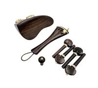 1 Set 4/4 Violin Natural Ebony Wood Parts Fittings Tailpiece Tuning Pegs Endpins Chin Holder accesorios violín (Color : Style 4)