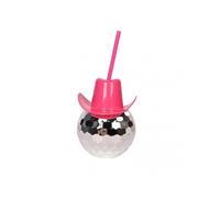 1 Set 600ml Straw Cup with Lid Ball Shape Leak-proof Creative Flash Disco Cowboy Hat Wine Glasses Cup Bar Supplies QingHai