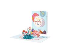 (1 set) Creative 3D Birthday Cake Greeting Card Delicate 3D Birthday Card with Cake Designs Stylish Greetings Card with Envelope