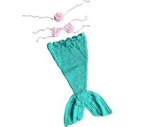 1 Set Creativo Recién Nacido Mar Sirena Foto Apoyos Vestido De Punto Y Diadema Para Fotografía Del Bebé Y Celebraciones Especiales