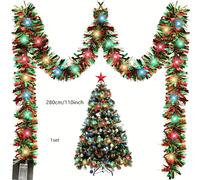 1 Set de Guirnalda de Navidad LED Dingion con Tinsel Metálico con Luces para Árbol, Decoraciones Colgantes Gruesas para de Navidad Interior () Guirnalda de Tinsel Navideña con LED para Halloween