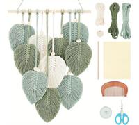 1 Set de Macramé de Hoja para Colgar en la Pared, Kit de Macramé para Principiantes, Tapiz Tejido de Hojas, Kit de Macramé para Colgar Plumas en la Pared, Regalo de para Adultos