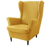 1 set de silla de ala de ala 360 ° envolvente general vintage un solo de poliéster suave cubiertas de silla trasera con brazos e fondo elástico para decoración de la sala de estar, cubierta amari
