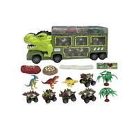 1 Set Dinosaur Container Truck Toy with Music Light Inertial Drive Portable Handle Pull Back