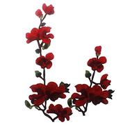 1 set largo bordado de flores apliques guipure cordón bordado encaje tela parches coser en scrapbooking DIY accesorio de costura (rojo)