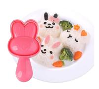 1 SET Rice Ball Mold Set Cartoon Rabbit Pattern Sushi Making Kit Bento Accessories Lunch Maker Cute Animal Sushi Mold Rice Mould Seaweed Cutter Kitchen Tools