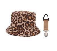 1 Sombrero Con Estampado De Leopardo, 1 Clip Para Sombrero, Sombrero De Pescador Reversible Para Mujer, Sombrero De Mujer, Sombrero De Verano Para Mujer, Sombrero De Sol Para Mujer