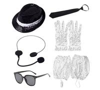 1 Sombrero De Lentejuelas, 1 Corbata, 1 Par De Guantes, 1 Par De Gafas, 1 Par De Zapatos Y 1 Auricular, Accesorios Para Juegos De Rol, Accesorios De Vestuario Para Representaciones Teatrales