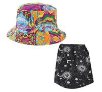 1 Sombrero De Pescador Con Estampado Colorido, 1 Velo De Protección Solar, Sombrero Reversible Para El Sol, Mascarilla Transpirable Y Cómoda, Sombrero Decorativo Para Fiestas