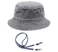 1 Sombrero De Sol Gris Y 1 Pieza De Cuerda De Sombrero Ajustable, Sombrero De Pesca Transpirable, Sombrero De Protección Solar Retro, Viento Ajustable De Cuerda, Protector Solar.