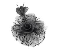 1 sombrero de velo, revestimiento de velo retro, sombrero de flores de malla de plumas, trajes de escenario, adecuado para boda, vestido de novia, cheongsam, vestido de noche, iglesia, cóctel (negro)