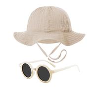 1 Sombrero De Verano para Bebé, 1 Gafas De Sol, Sombrero De Verano, Sombrero Ajustable, Sombrero para El Sol Al Aire Libre
