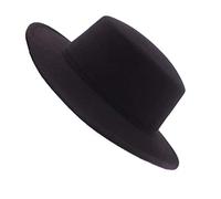 1 sombrero Fedora unisex de mezcla de lana negra clásica para adultos, ala ancha, plana, para iglesia, derby, sombrero para boda, fiesta, espectáculo de talentos, actuaciones